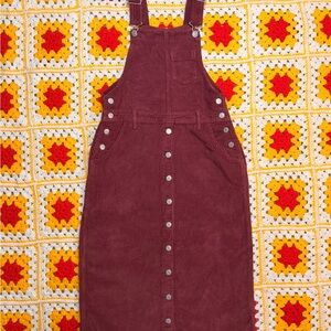 Retro Burgundy Levi's Corduroy Overall Dress Size XS